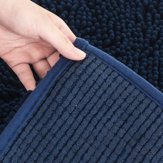 Abodeo Luxury Chenille Bath Rug Navy